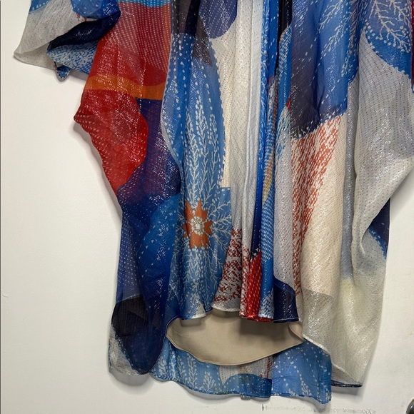 Diane Von Furstenberg Fleurette Billowy Chiffon Silk Batik Land Kaftan Dress - Picture 5 of 16